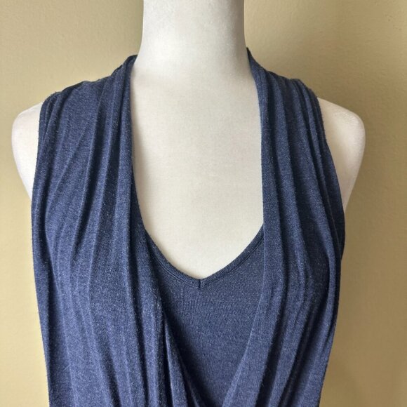 ELLA MOSS Drape Front Layered Tank Top Shirt Size Medium Blue Heathered Grey - Picture 8 of 11